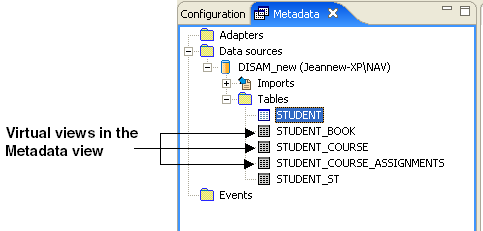 Icon used in Oracle Studio to indicate a virtual table