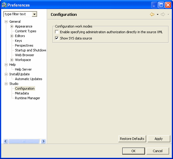 Configuration preferences