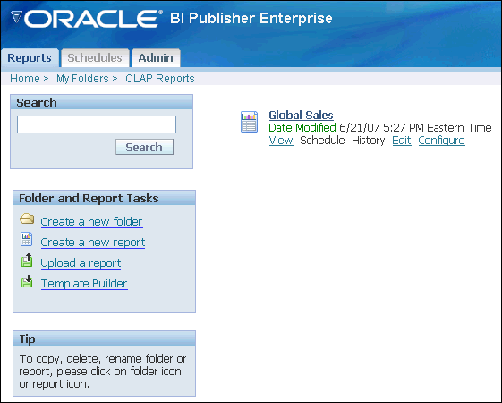 BI Publisher Report Page