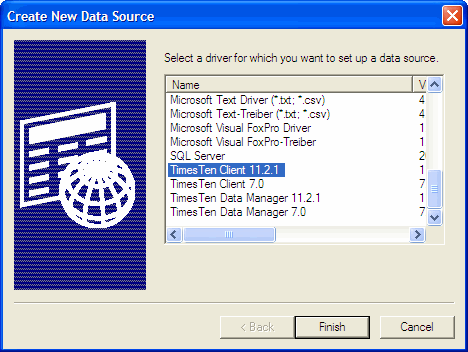 Create New Data Source dialog box